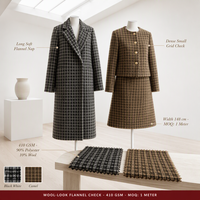 Tissu en flanelle de laine teinte 410 GSM à carreaux pour vestes, châles, manteaux et costumes pour garçons - Type de fil peigné