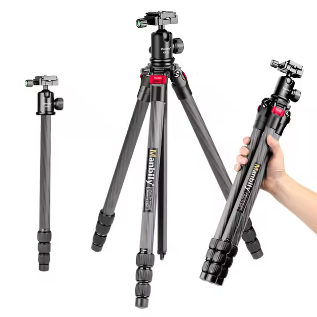 Carbon Fiber Tripod, Lightweight Mini Travel Tripod with Ball Head, 360° Rotation Compact Camera Tripod