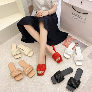 Nuevas Sandalias Planas de Verano 2026 para Mujer, Tallas Grandes, Tejidas, con Punta Cuadrada y Diseño de Una Sola Tira, para Uso Exterior - Product Image 2