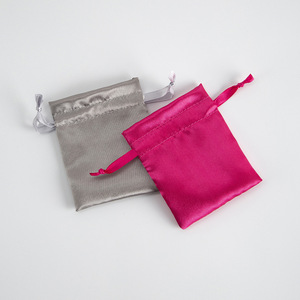 Satin <b>Drawstring</b> Bags 8x10cm 15x20cm Jewelry Gift Storage <b>Pouches</b> Rectangular Packaging With Printing Logo Option - Product Image 2