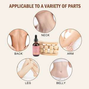 Juego de rodillos de masaje de madera y aceite de coco Kit de masaje linfático de relajación con aceite de coco Masajeador de madera de tejido profundo - Product Image 2