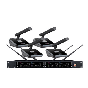 Wireless Conference <b>Microphone</b> System UHF PLL Digital Frequency Adjustment 4 Channel Audio Conference Equipment - Product Image 1