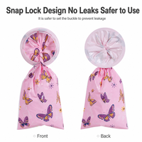 Sac à vomir jetable 1000 ml, imprimé papillon rose, sac anti-émése en PE vierge avec fermeture à pression, anti-fuite, pour le mal des transports et les nausées