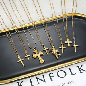 올리비아 18K 금 예수 십자가 장신구 스테인리스 스틸 기독교 금 십자가 펜던트 남성용 목걸이 - Product Image 6