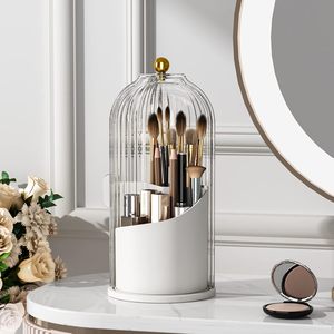 Modern Eco-Friendly Rotating Makeup Brush Organizer Bird Cage for Jewels Glasses Dust-Proof Lipstick <b>Storage</b> Injection - Product Image 1