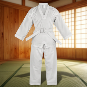 Boys White Karate Uniform Cotton One-Piece Breathable Regular Fit <b>Childrens</b> Martial <b>Arts</b> Wear - Product Image 1