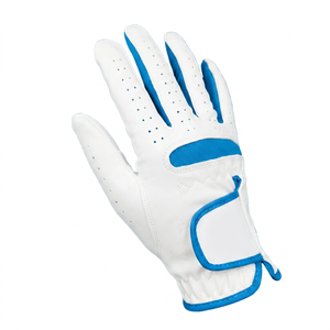 Guante de golf de cuero genuino blanco, mano derecha, transpirable, cierre de gancho y bucle, equipo deportivo unisex - Product Image 1