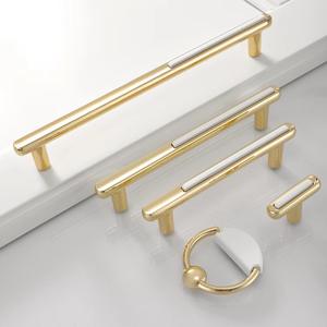 مقابض أبواب وخزائن وأدراج من سبائك الزنك الأبيض على الطراز الأوروبي، صغيرة وعصرية وبسيطة وفاخرة باللون الذهبي - Product Image 1