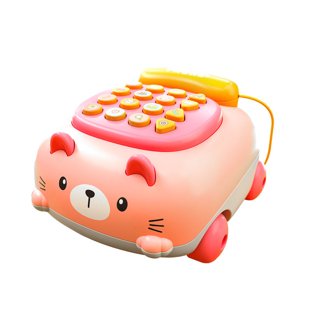 Cartoon Telephone Toy for Kids Interactive Pretend Play Phone with Sounds and Lights Educational Toy for Toddlers