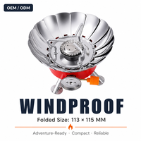 Réchaud à gaz ultraléger 424g pliable en une seule pièce avec 10+ déflecteurs de vent et allumeur intégré, idéal pour la randonnée, les pique-niques et le camping (OEM)