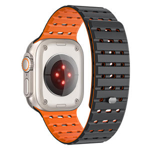 Bracelet de montre <span class=keywords><strong>AppleWatch</strong></span> pour homme, tendance, sportif, en silicone respirant, perforé magnétique, compatible avec les générations 7, 8, 9, <span class=keywords><strong>SE</strong></span> et Ultra 1/2. - Product Image 3