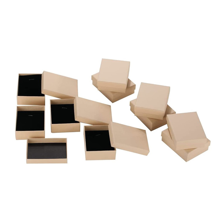 Brown Delicate Kraft Jewelry Box Bulk Sturdy Kraft paper packaging with Lid and Cotton spo<i></i>nge velvet padded