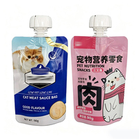 Pochette pour collation pour chat Pâte Oem Sac à bec verseur pour friandises pour chat personnalisé Purée de viande Sac pour nourriture humide pour chat