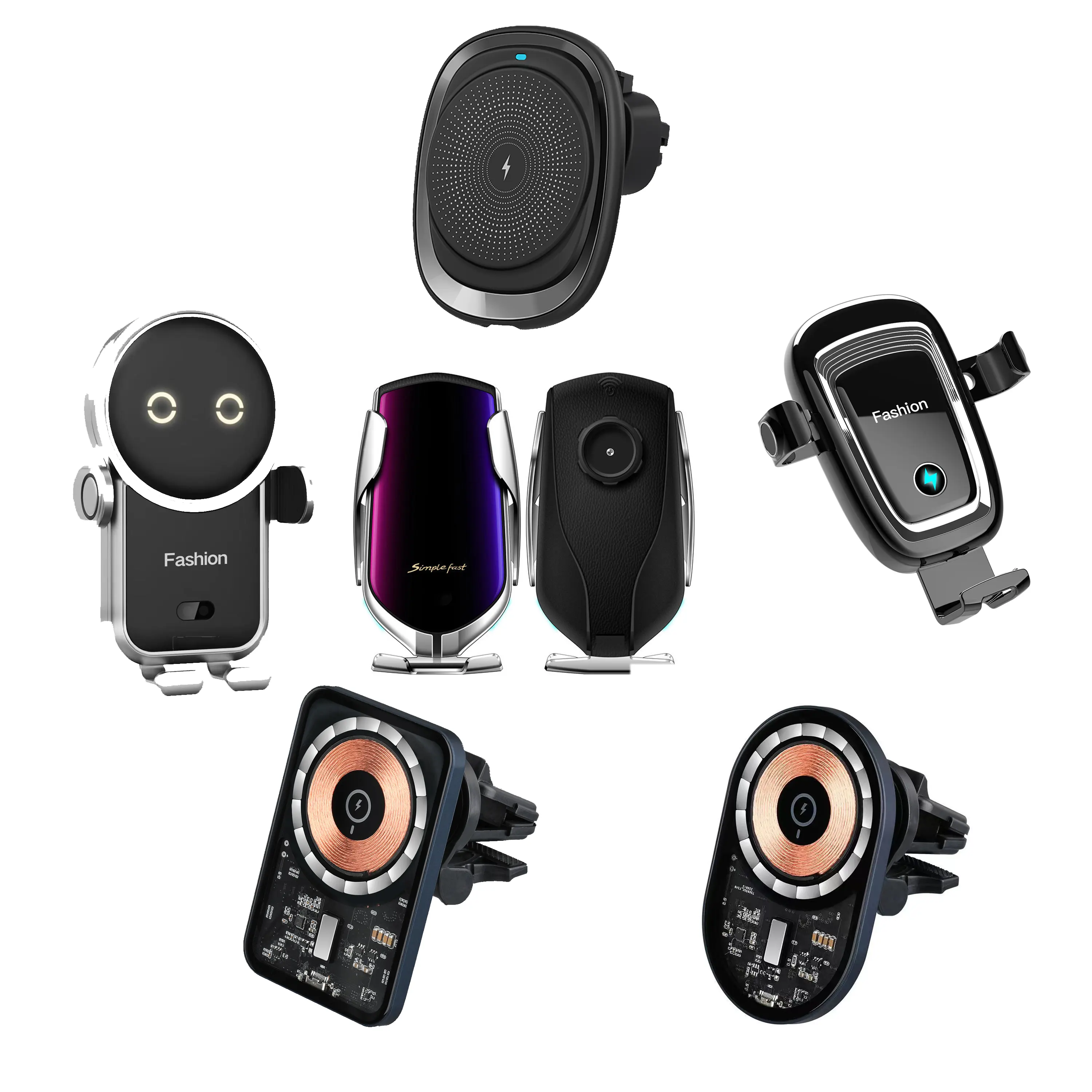Best Seller Smart Sensor Car Wireless Charger Universal Phone Auto Holder Vent Rotation Mount Double Coil Car Wireless Charger