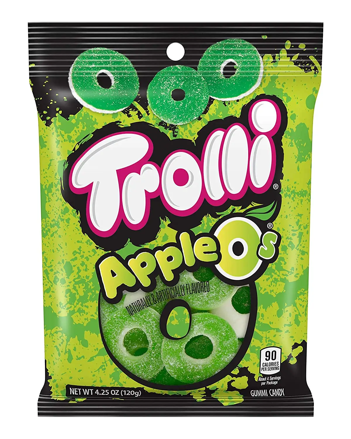 Trolli แอปเปิ้ล O 'S เหนียวแหวนลูกอม,4.25ออนซ์ Peg กระเป๋า