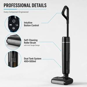 Nettoyeur de <span class=keywords><strong>sol</strong></span> <span class=keywords><strong>professionnel</strong></span> BLDC 170W avec double réservoir d'eau, aspirateur et serpillière 2600mAh 14.8V, pour nettoyage humide et sec - Product Image 3