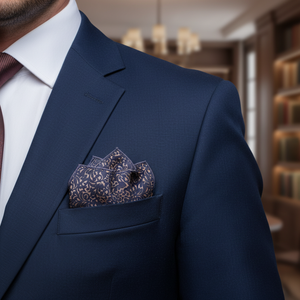 <b>Navy</b> Blue Mustard Paisley Cotton Neckerchief Men's Suits <b>Accessory</b> - Product Image 3