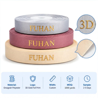 Ruban en polyester à logo personnalisé, imprimé en feuille d'or 3D, pour ruban gros-grain simple face pour accessoires capillaires avec logo imprimé