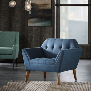 Maelle Mid-Century Silla de salón moderna de forma hexagonal con patas de madera Silla de acento ancho para sala de estar - Product Image 1