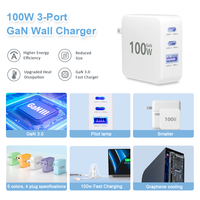 Adaptateur secteur USB GaN 100W à charge rapide Type C avec logo personnalisé OEM ODM pour Royaume-Uni, Australie, UE – Chargeur mural QC PD