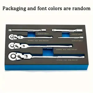 Jeu de clés à cliquet CRV 6 pièces avec 72 dents, rotation à 180 degrés, sac de rangement flexible en EVA, certifié GS, emballé dans une boîte - Product Image 3