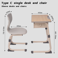 Ensemble de chaises de bureau modernes, confortables et économiques pour les étudiants, avec porte-stylo intégré, plateau en bois robuste, design écologique