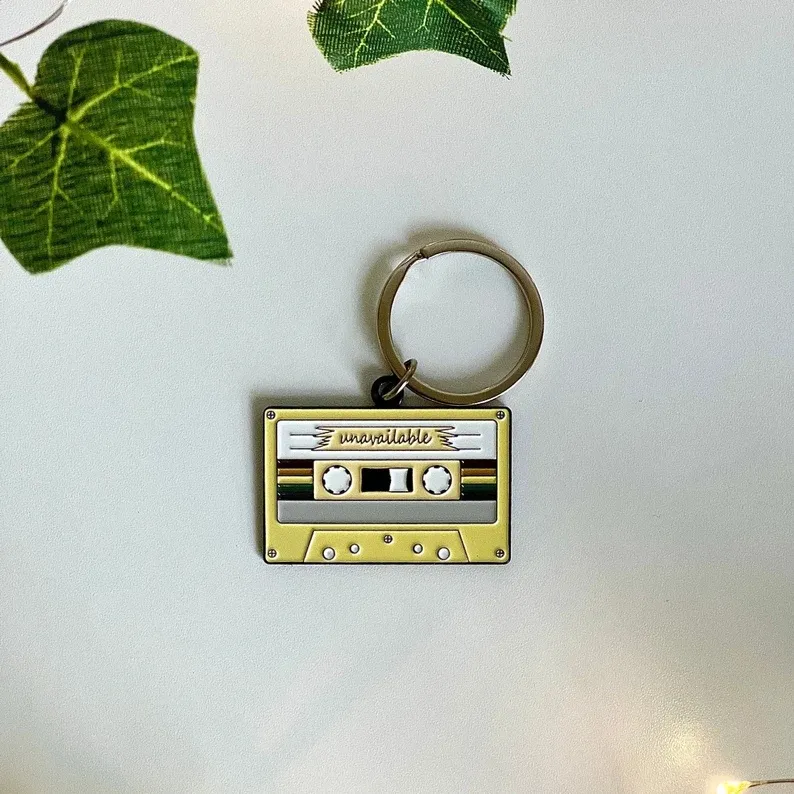 Custom Metal Recorder Tape Audio Track Keyring Music Soft Enamel Keychain Promotional Gifts