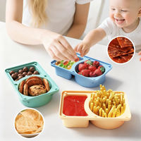 Boîte de conservation alimentaire pliable en silicone de qualité alimentaire, double compartiment, réutilisable, anti-fuite, sans BPA, écologique, compatible lave-vaisselle