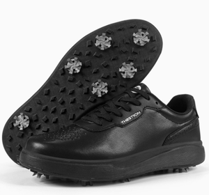 Zapatos de Golf Negros para Hombre, Zapatillas de Golf con Cordones, Suela con Tacos, Calzado Deportivo de Entrenamiento - Product Image 1