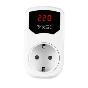 High quality K08 European type plug voltage protector home indoor 15A adjustable over voltage and under voltage protector