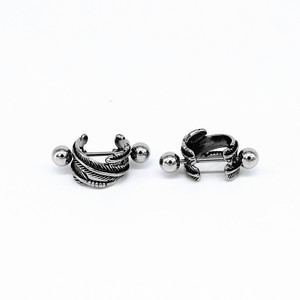 yunnique Titanium Steel Feather <b>Cuff</b> <b>Earrings</b> For Men And Women Retro <b>Ear</b> Clips Geometric Design Guangzhou Origin GZYE 0770 - Product Image 5