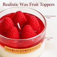 Geurstokjes met aangepast logo-label, realistisch fruitdesign in glazen kaarsenpotten voor retail winkels