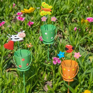 Poteau de jardin en fer créatif en forme de seau, décoration de pelouse pour espaces extérieurs, jolis pots de fleurs et vases en fer forgé, marque <span class=keywords><strong>KCH</strong></span>, intérieur/extérieur - Product Image 3