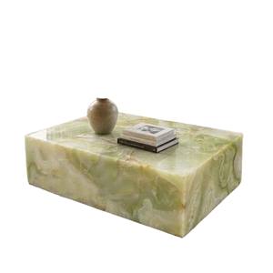 Table basse en onyx vert naturel personnalisée, écologique, design rectangulaire moderne, artisanat en marbre d'Agra, intérieur - Product Image 1