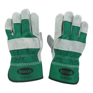 Split Cowhide Leather Gloves Double Palm Reinforced Safety Gloves Split Cowhide Leather Palm Winter-Lined Work Gloves