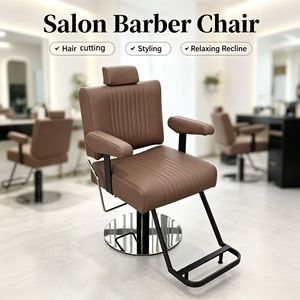 Fauteuil de Barbier Robuste Inclinable Ergonomique en Acier Inoxydable pour Salon de Coiffure Neuf - Product Image 1