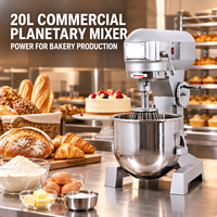 Mélangeur planétaire professionnel en acier inoxydable de 20 L pour pâte à pain, pâte à gâteau et crème dans les cuisines de boulangerie
