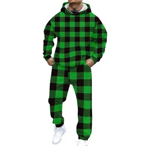 Conjunto de Sudadera con Capucha y Pantalones Deportivos de Forro Polar a Cuadros, Informal, Transpirable, de 2 Piezas, para Hombre, Venta al por Mayor de Fábrica, Fabricación OEM - Product Image 4