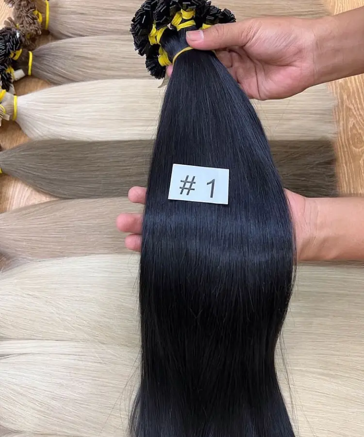 En iyi fiyat 1kg Remy vietnamca U ucu saç ekleme düz düz çubuk Keratin insan saçı golleri için