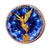 Pièce de monnaie en cuivre pur .999 de 5 onces, édition 2026 Libertad Mexique, avec insigne Aigle de la Victoire ailé coloré en relief 3D, en cuivre rouge de 5 oz