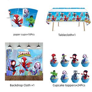 Nouveautés - Articles de fête sur le thème de Spiderman pour enfants - Vaisselle jetable - Serviettes - Gobelets - Décoration de fête d'<span class=keywords><strong>anniversaire</strong></span> pour enfants - Product Image 4