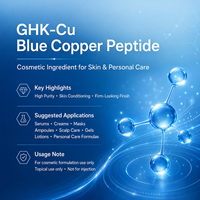 Approvisionnement direct usine : Peptide de cuivre GHK de qualité cosmétique, matière première, fabricant en vrac, 1kg, 5kg