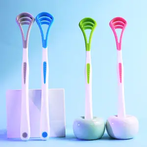 Nova colorida Silicone língua limpador escova plástico língua limpador língua raspador