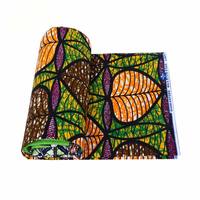 Pabrik Grosir Katun Afrika Batik Dicetak Hijau Daun Afrika Nasional Pakaian Wanita Gaun Kain 6 Yds Spot