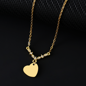 Collar con Colgante <span class=keywords><strong>de</strong></span> Corazón en Blanco con Incrustaciones <span class=keywords><strong>de</strong></span> Circonitas Cúbicas Ywyougang, Cadena Decorativa <span class=keywords><strong>de</strong></span> Acero Inoxidable, Joyería Fina con Grabado Personalizado para Mujer - Product Image 3