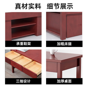 Literas de Madera Maciza con Armario de Almacenamiento, Estilo Dormitorio, Cama Combinada para Apartamento LC-02, Ensamblaje - Product Image 5
