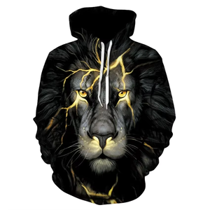 Unisex serin sanat desen 3D hayvan kral baskı aslan Hoodie toptan erkekler kadınlar için XS-6XL komik kazak tişörtü sonbahar - Product Image 5
