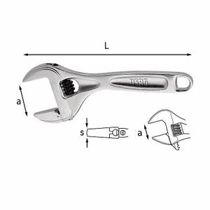 Clé à molette réglable Usag 34 mm métrique en acier au chrome-vanadium de qualité industrielle avec mâchoire dentée ISO 6787 - Product Image 1