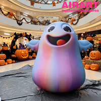Mascotte gonflable de Halloween personnalisée en forme de fantôme de dessin animé, modèle de ballon fantôme gonflable à dégradé de couleurs pour la décoration des centres commerciaux en période des fêtes