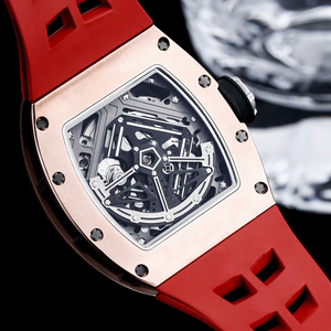 Reloj Mecánico Automático de Alta Gama con Caja de Aleación de Lujo, Correa Roja, Esqueletizado, Estilo Casual para Hombre, Resistente al Agua - Product Image 5